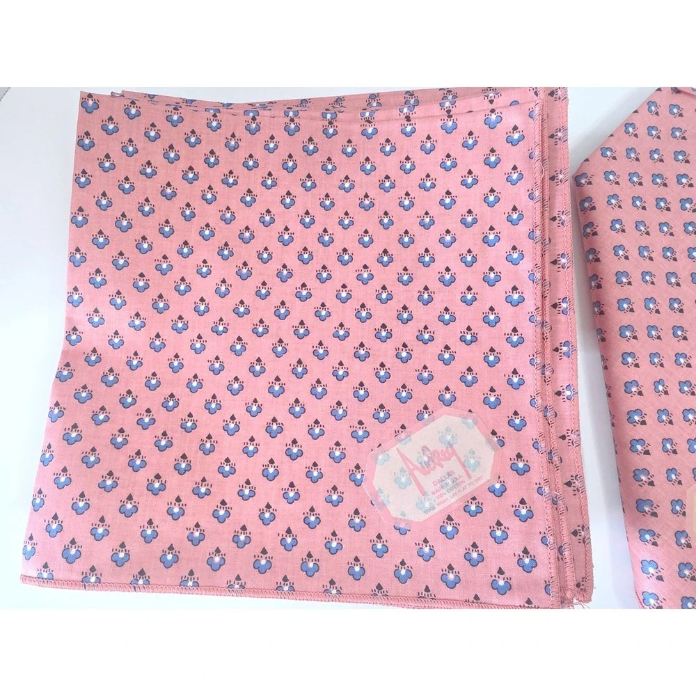 VTG 80s Audrey Dallas Pink & Blue Floral Cotton Napkins  Set of 13 - NWT NOS
